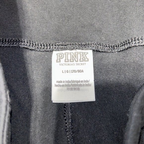 Victoria's Secret Pink Leggings Black Yoga Pants Size  Large Spell Out Pants EUC - Picture 4 of 4